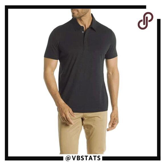 Thoery Men's Claude NB Flame Jersey 3 Short Sleeve Polo Shirt Black Size Large - Picture 1 of 6